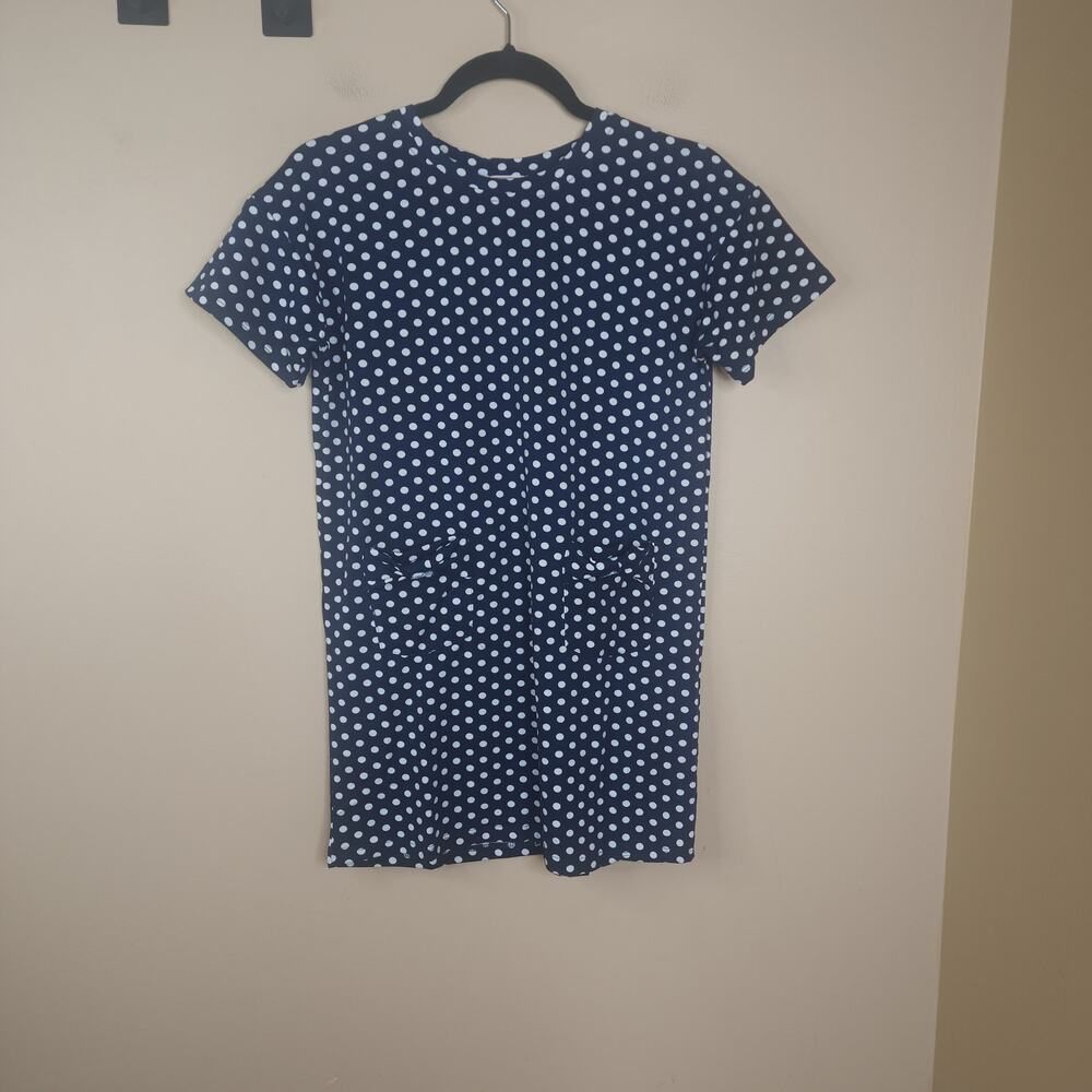 Hayden Girls Short Sleeve T-shirt Dress with Pockets Blue White Polka Dot Size L